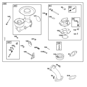 Carburetor Group Diagram and Parts List for 326431-3521-08 200000 - 399999 Briggs and Stratton Engine